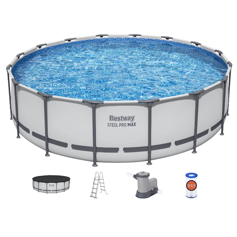 Pool Ladder Above Ground - スチールプロMAX地上プール、丸型メタルフレーム屋外スイミングプールセット（フィルターポンプ、はしご、カスタム付き）
