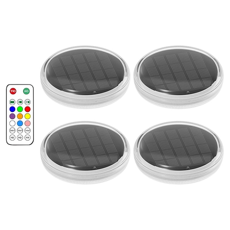 Pool Light Solar Rechargeable - WCS製、ソーラー充電式、水に浮くプールライト（4個入り）、リモコンで操作できる、7種類の点灯モード、タイマー機能付き。