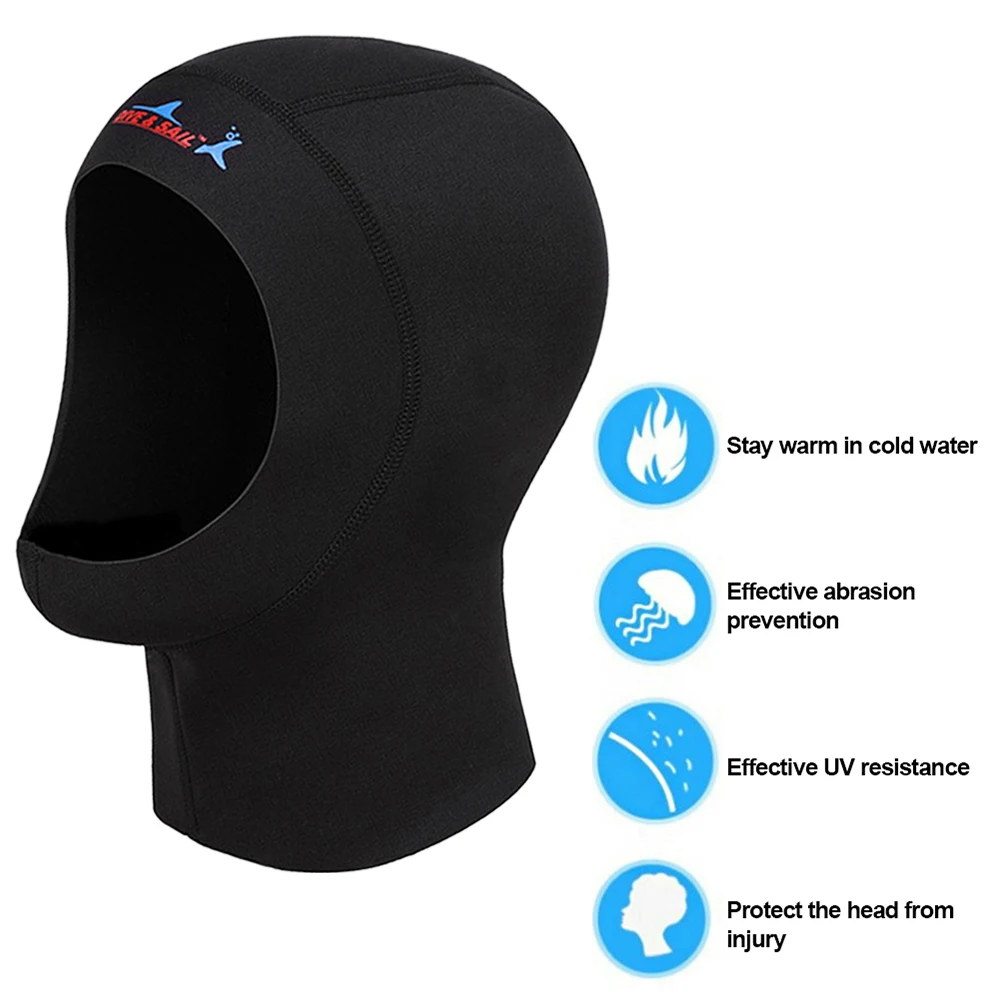 Snorkel Mask Full Face - 1 ミリメートルネオプレン男性女性釣りシュノーケリングフードキャップ水泳フルフェイスマスク防水暖かいスキューバダイビング帽子冬水泳キャップ