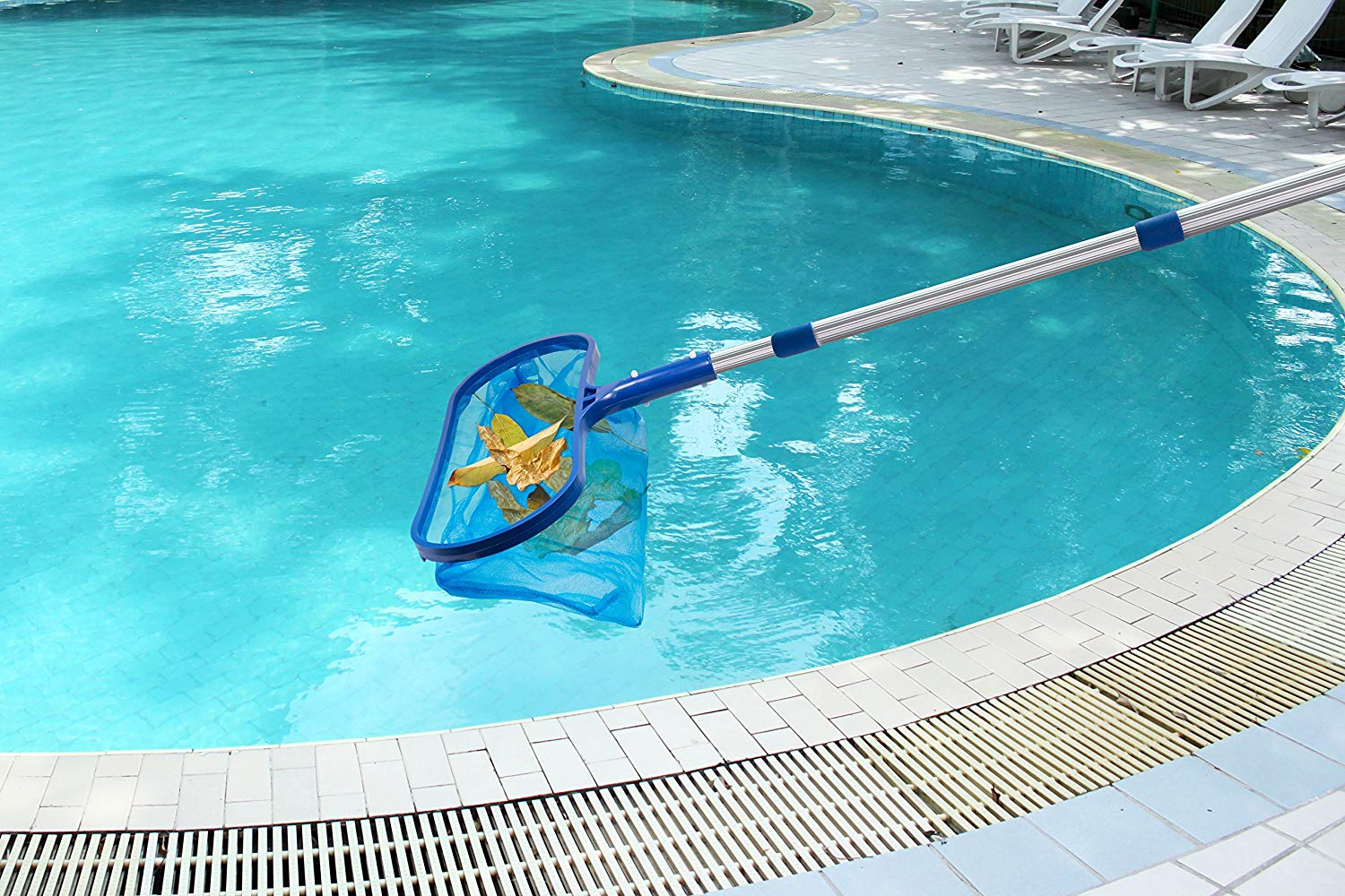 Pool Skimmer Net - 新しいプールリーフクリーニングネットスキマー+伸縮ポール取り外し可能スパ鯉のいる池用軽量で使いやすいクリーニングツール