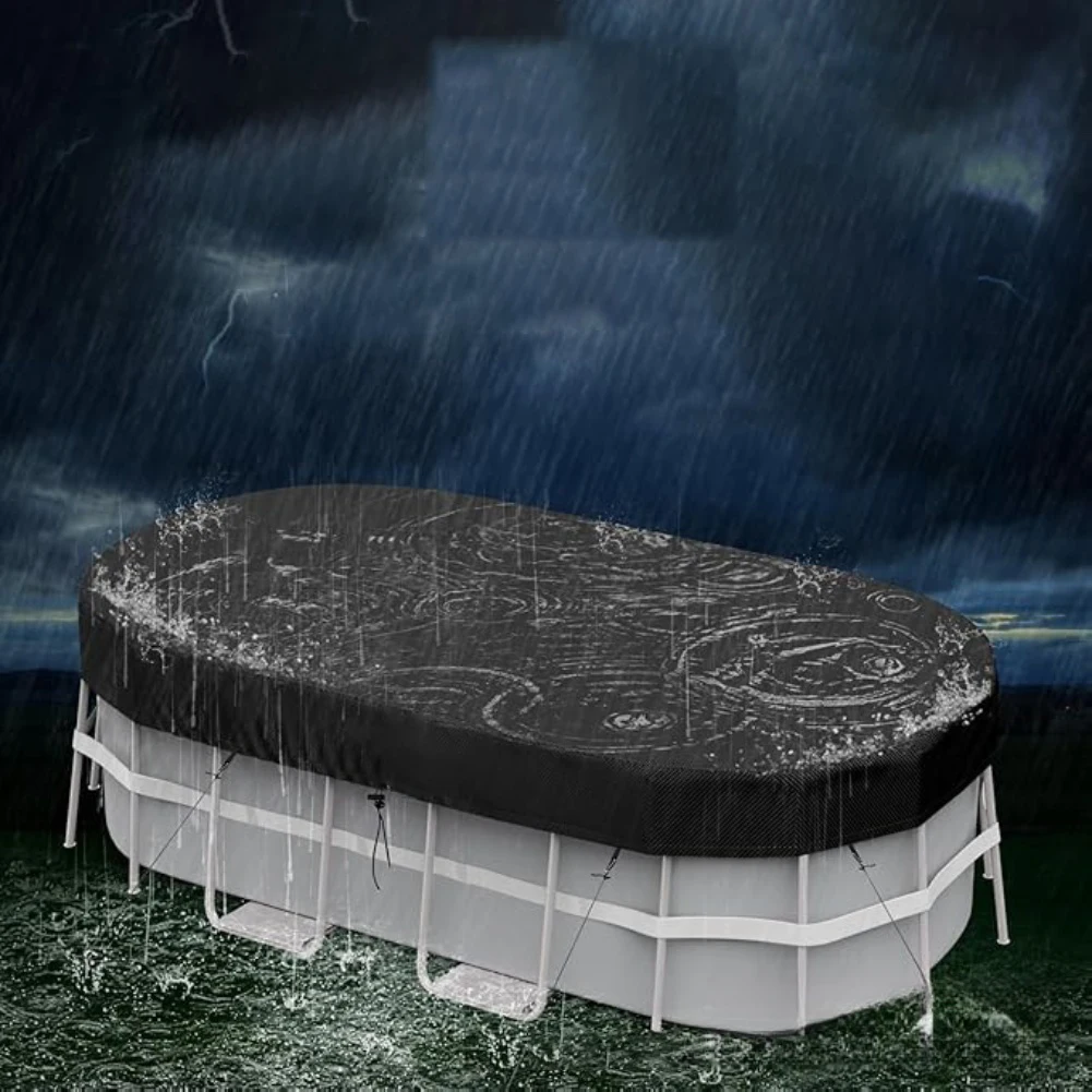 Pool Cover Waterproof - ソーラーオーバルプールカバー 長方形プールカバー プールメンテナンス 冬の保護 高品質のステッチ 防水設計