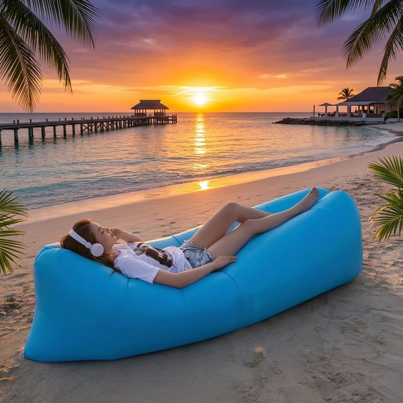 Pool Lounger Inflatable - 携帯用空気注入式エアソファ、急速充填防水ラウンジャー、軽量折りたたみ式アウトドアカウチ（ビーチ、キャンプ、プール、旅行用）