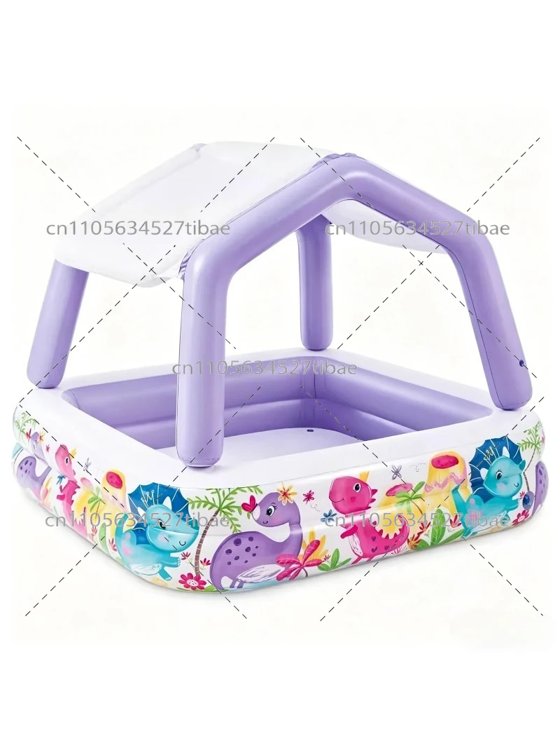 Water Slide Inflatable - 膨らませる虹色キッズプール、スライド付きファミリープレイウォータープール、漫画ボールピット、スプラッシュガーデントイ
