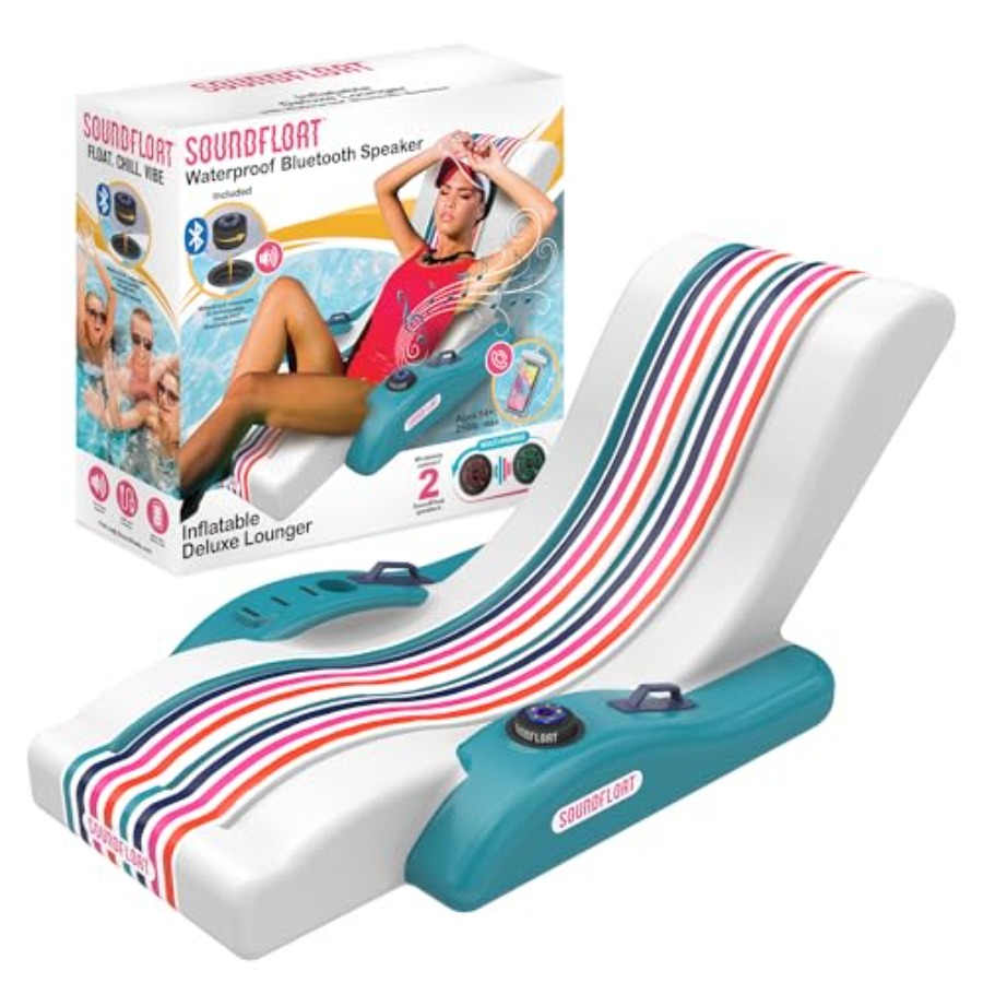 Pool Lounger Inflatable - Bluetooth IPX7防水スピーカーとカップホルダー付きインフレータブルプールラウンジャー、大人用フローティングプールチェア/プレミアムプールフロート