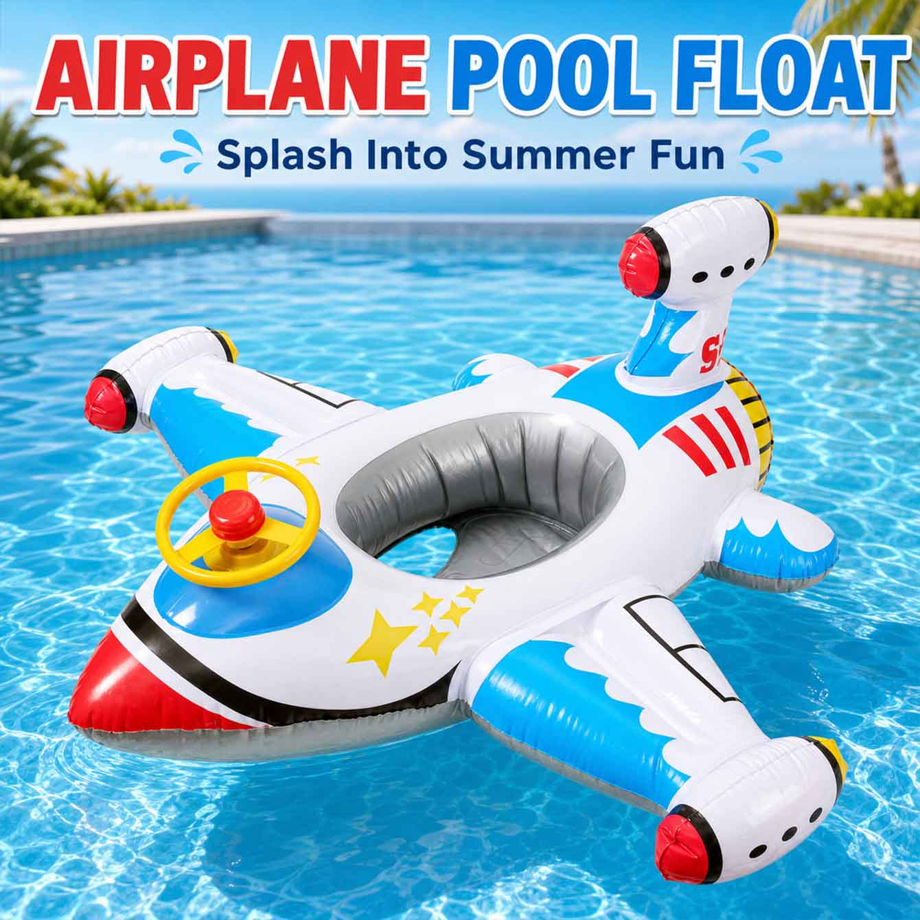 Pool Float Ring Inflatable - 1PC 飛行機型水泳フロート インフレータブルプールフロート おもちゃ 屋外用スイミングリングシートボート