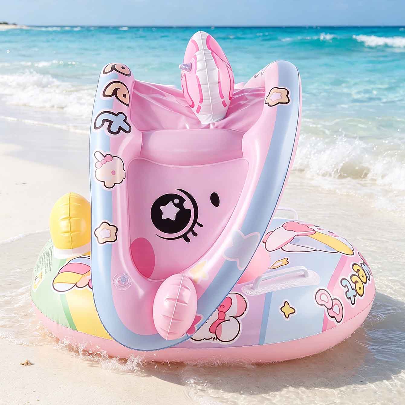 1PC インフレータブルプールフロートシート キャノピー付き - Pool Float Ring Inflatable のレビューと価格
