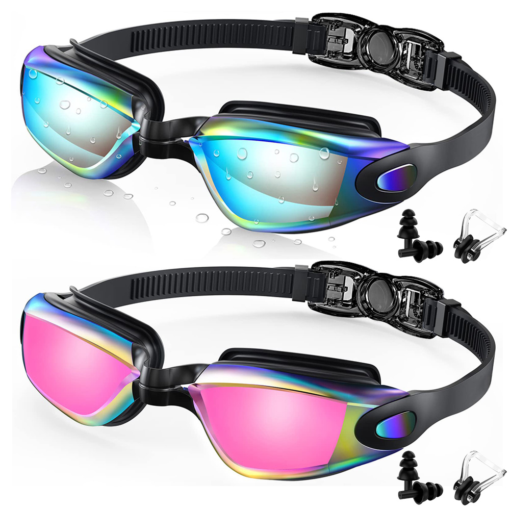 2 パック水泳ゴーグル防曇 UV 保護調整可能な水泳メガネプ - Swim Goggles Anti Fog Uv のレビューと価格