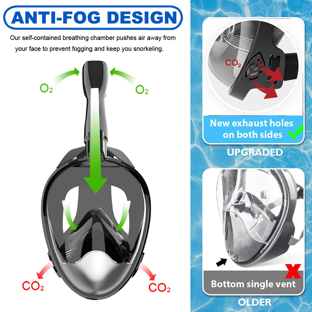 フルフェイスシュノーケルダイビングマスク、漏れ防止、防曇、1 - Snorkel Mask Full Face のレビューと価格