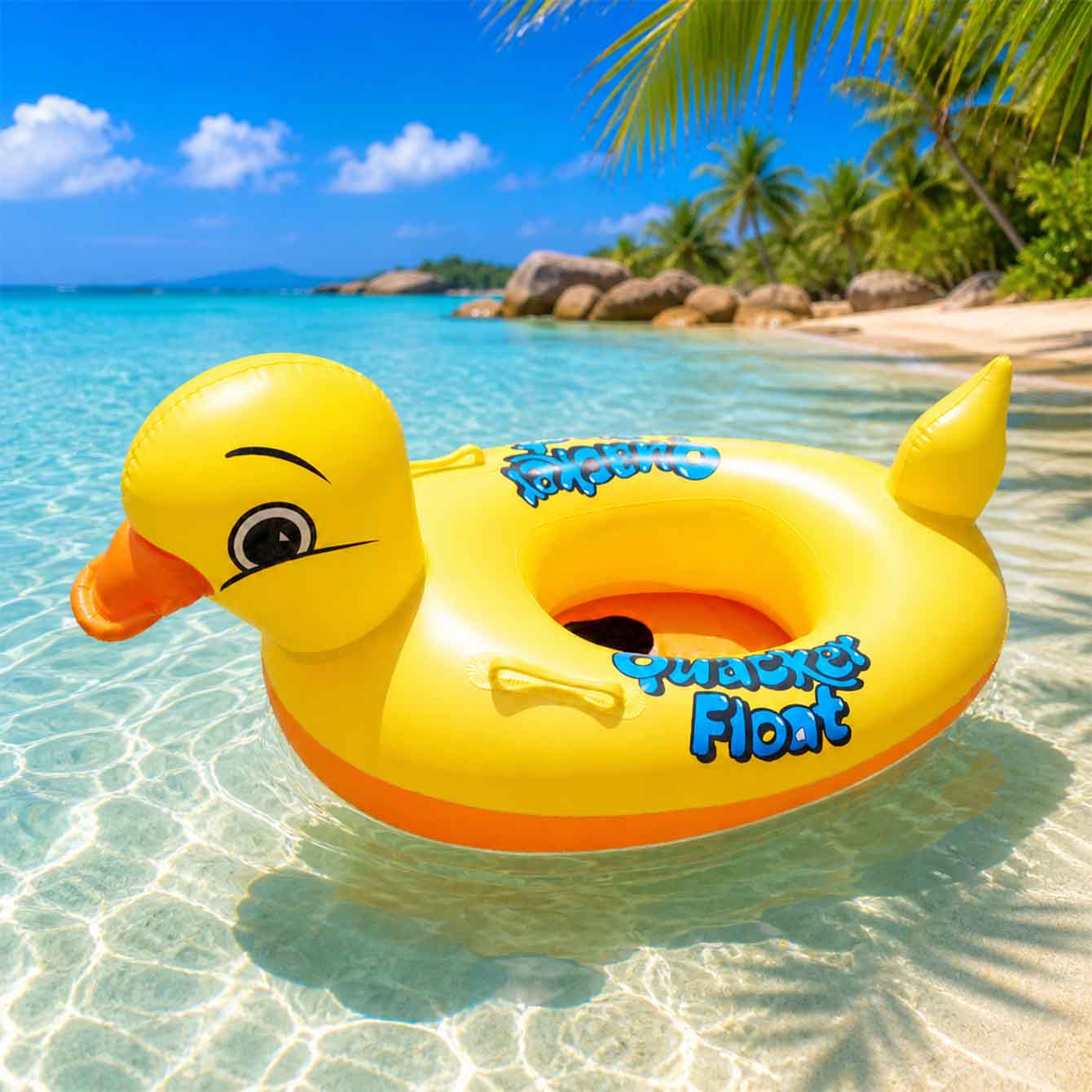 1PC インフレータブルダックプールフロートシート ハンドル - Pool Float Ring Inflatable のレビューと価格