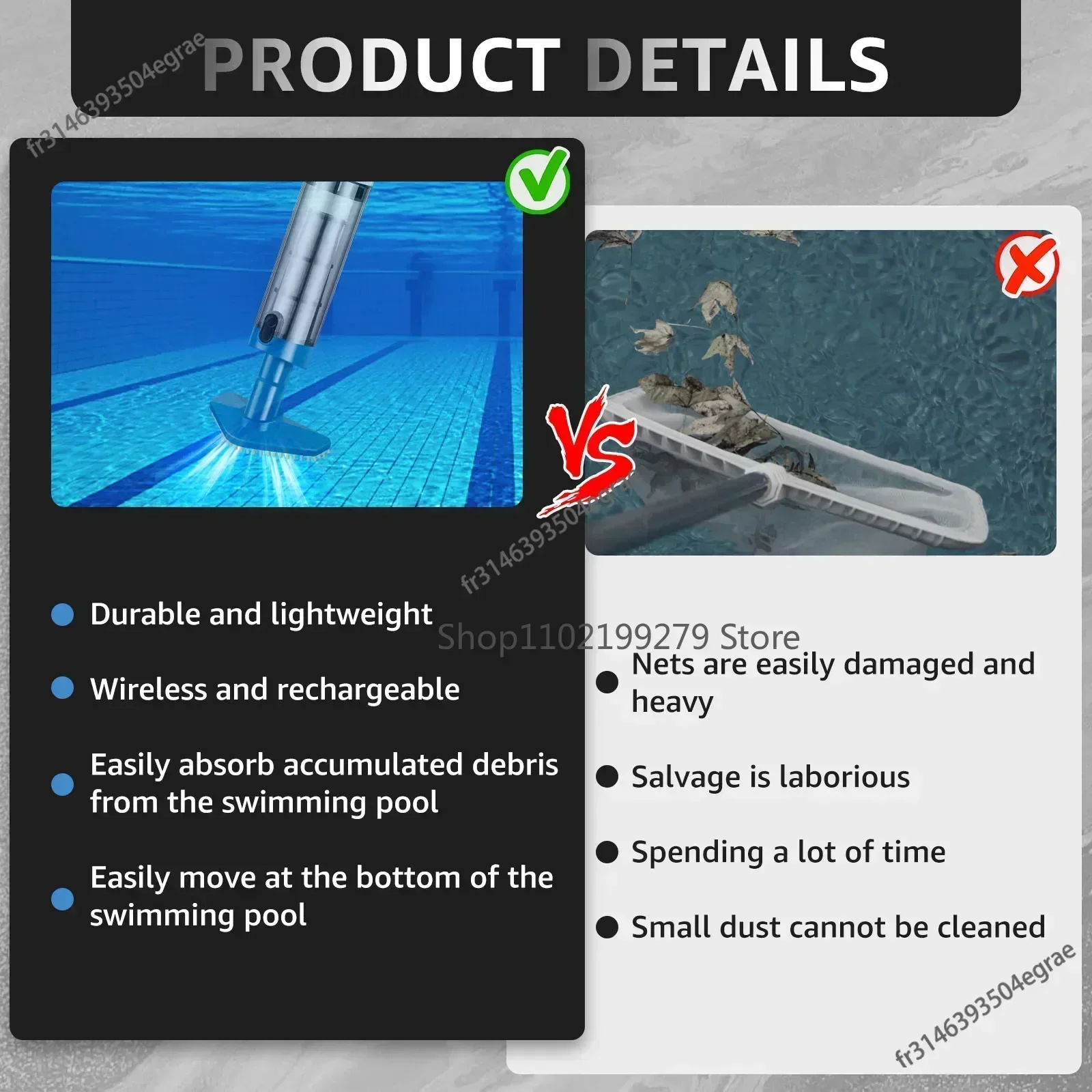 新しいプール掃除機 充電式プール水槽スイミングハンドヘルドコ - Pool Vacuum Manual のレビューと価格