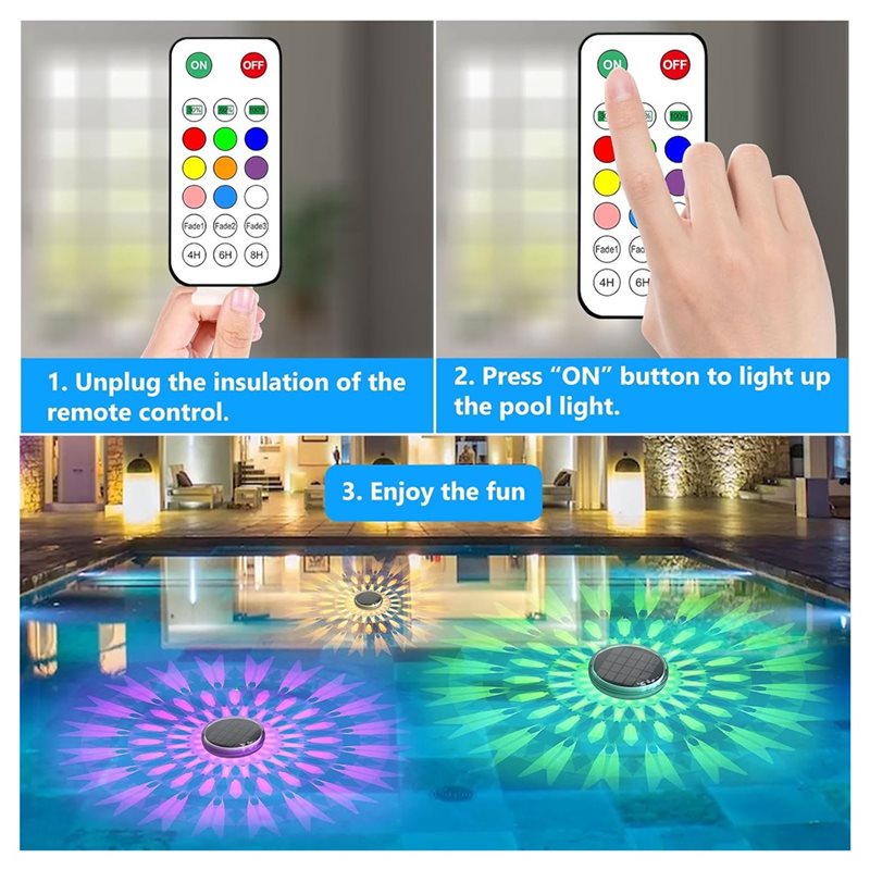 X16A 新型フローティングソーラー充電式プールライト（4個 - Pool Light Solar Rechargeable のレビューと価格