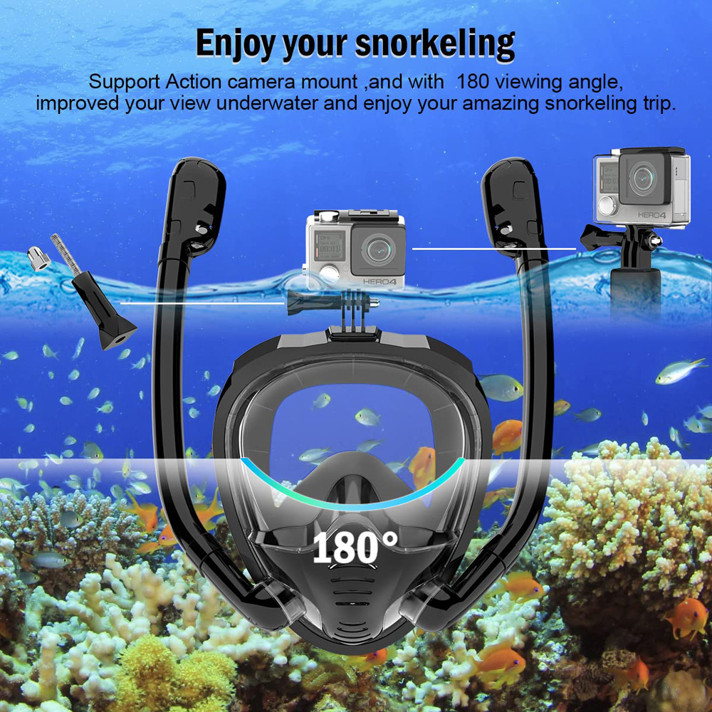 フルフェイスシュノーケルマスク180 ° パノラマビューシリ - Snorkel Mask Full Face のレビューと価格