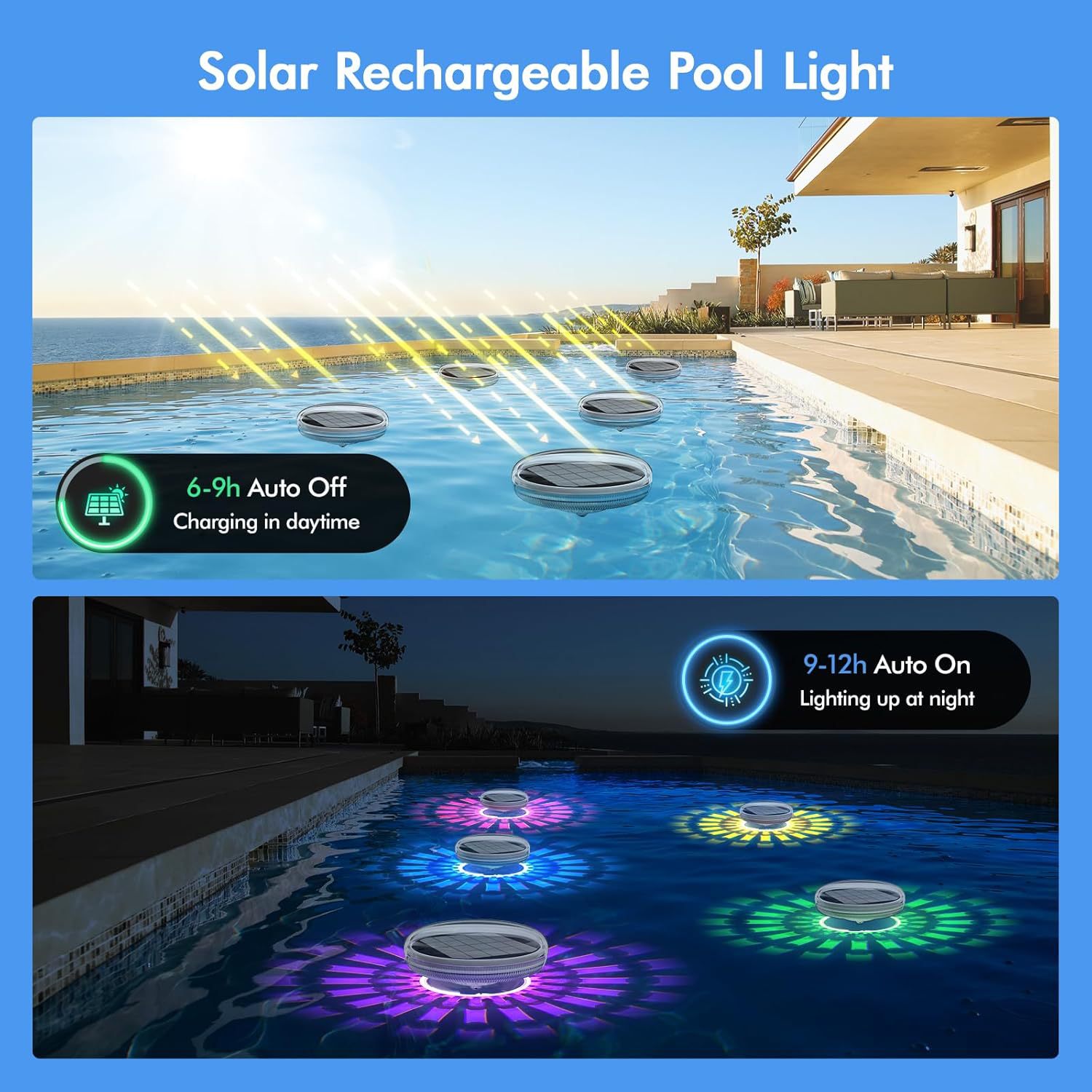 ソーラーフローティングプールライト充電式LEDライトガーデン - Pool Light Solar Rechargeable のレビューと価格