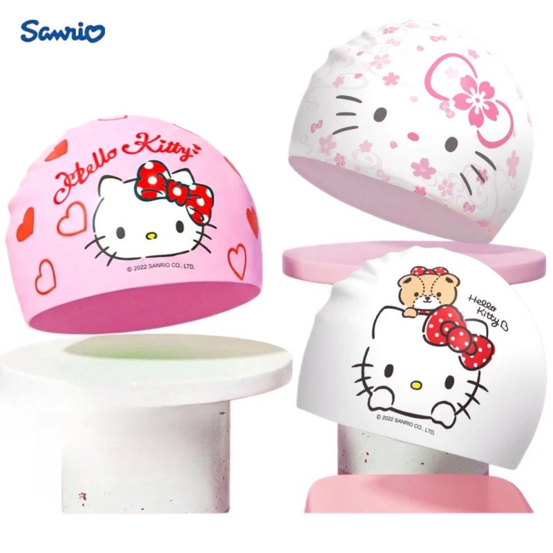 アニメハローキティ漫画水泳キャップ PU 防水耳保護水泳帽子 - Pool Cover Waterproof のレビューと価格