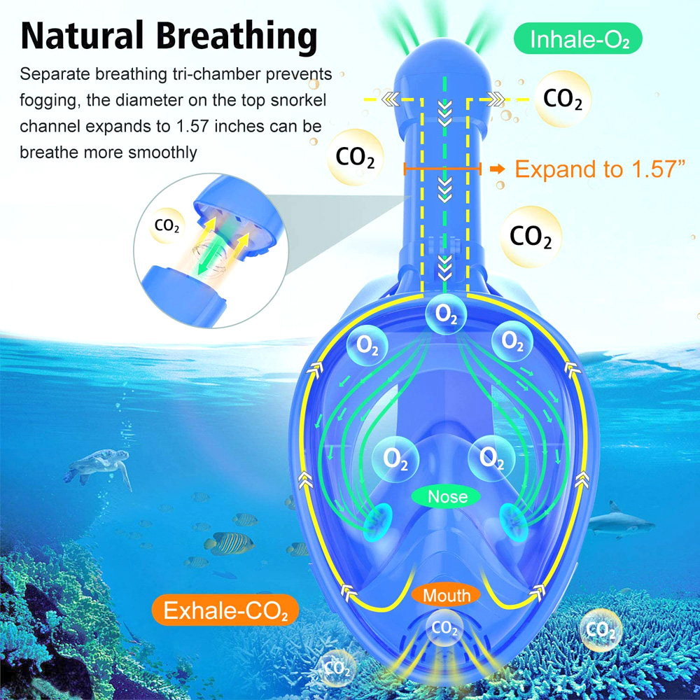 キッズフルフェイスシュノーケルマスクダイビングマスク取り外し - Snorkel Mask Full Face のレビューと価格