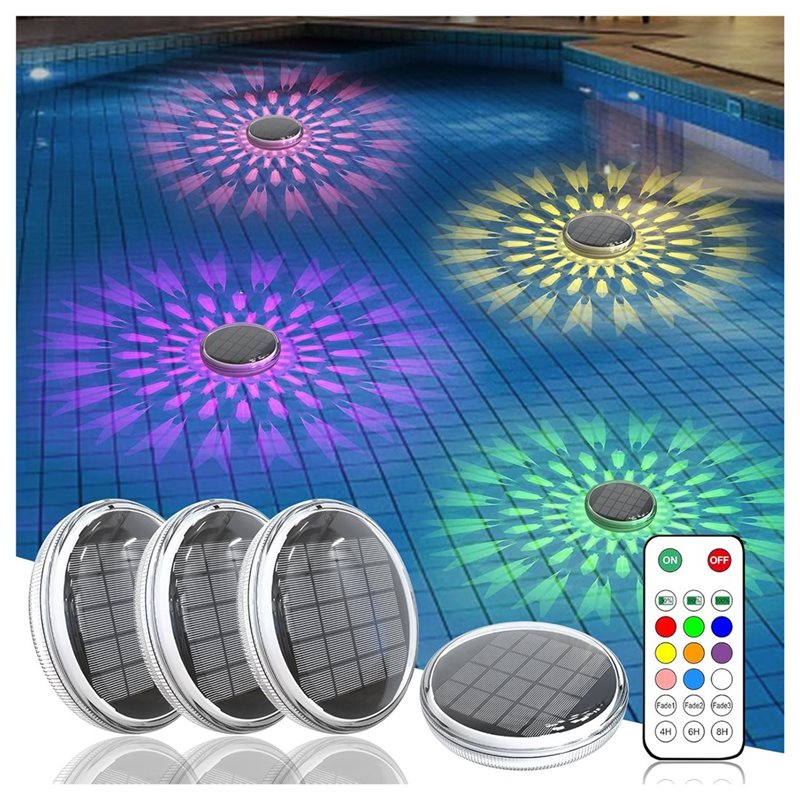 ABVT製、浮遊式プールライト（ソーラー充電式、4個入り）、 - Pool Light Solar Rechargeable のレビューと価格