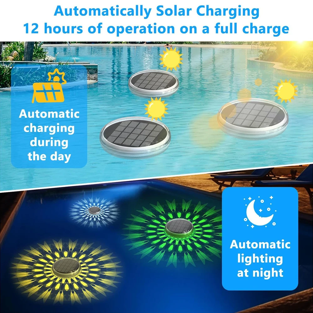 素敵なソーラー充電式フローティングプールライトRGBカラーチ - Pool Light Solar Rechargeable のレビューと価格