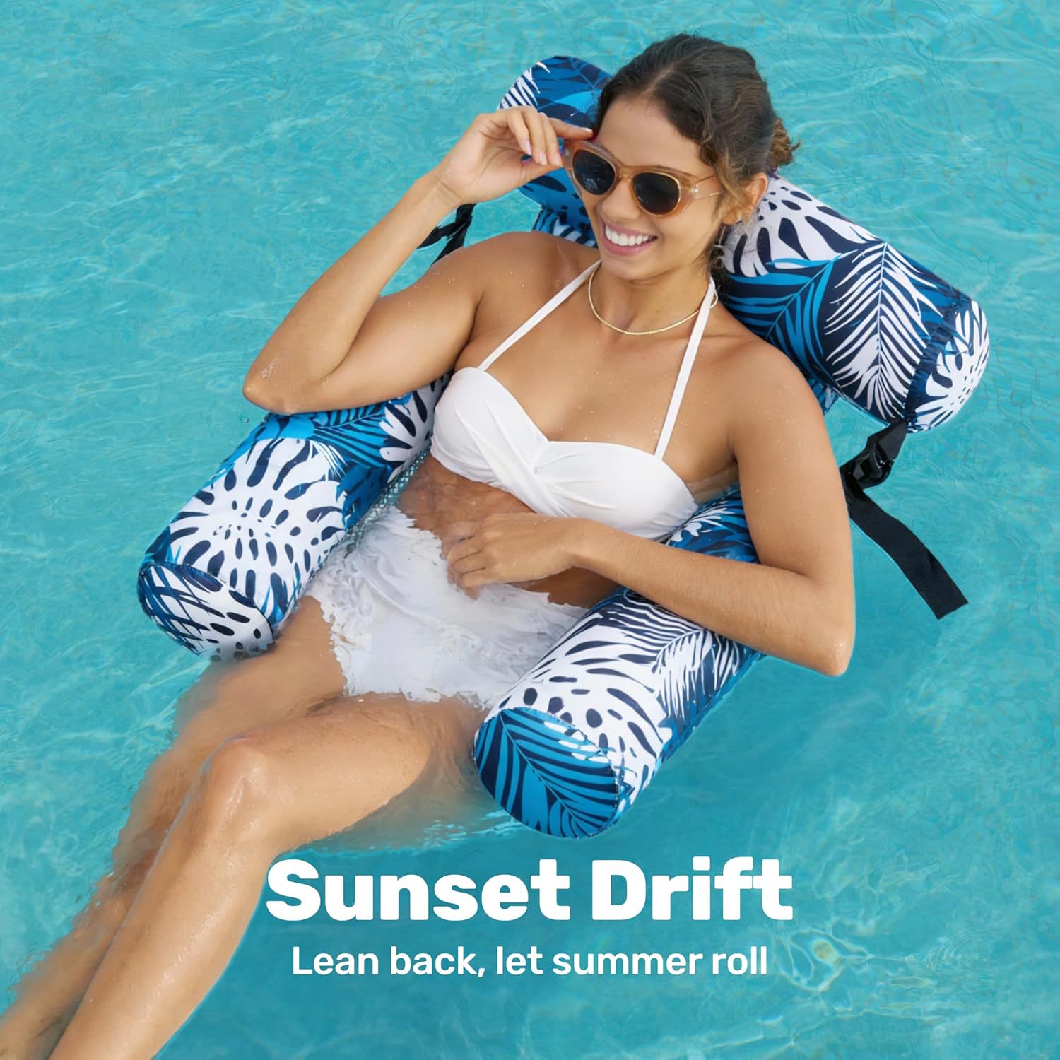 夏の屋外用インフレータブルラウンジチェア、ポンツーンウォータ - Pool Lounger Inflatable のレビューと価格