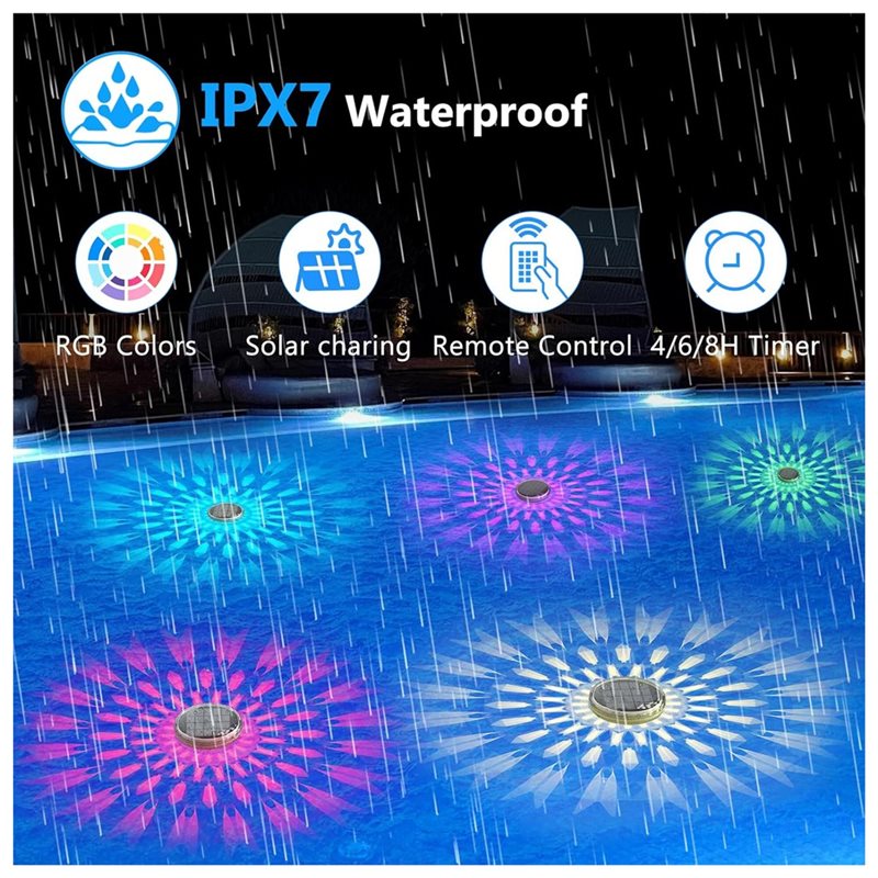 ABKW 浮遊式プールライト（4個入り）ソーラー充電式、リモ - Pool Light Solar Rechargeable のレビューと価格