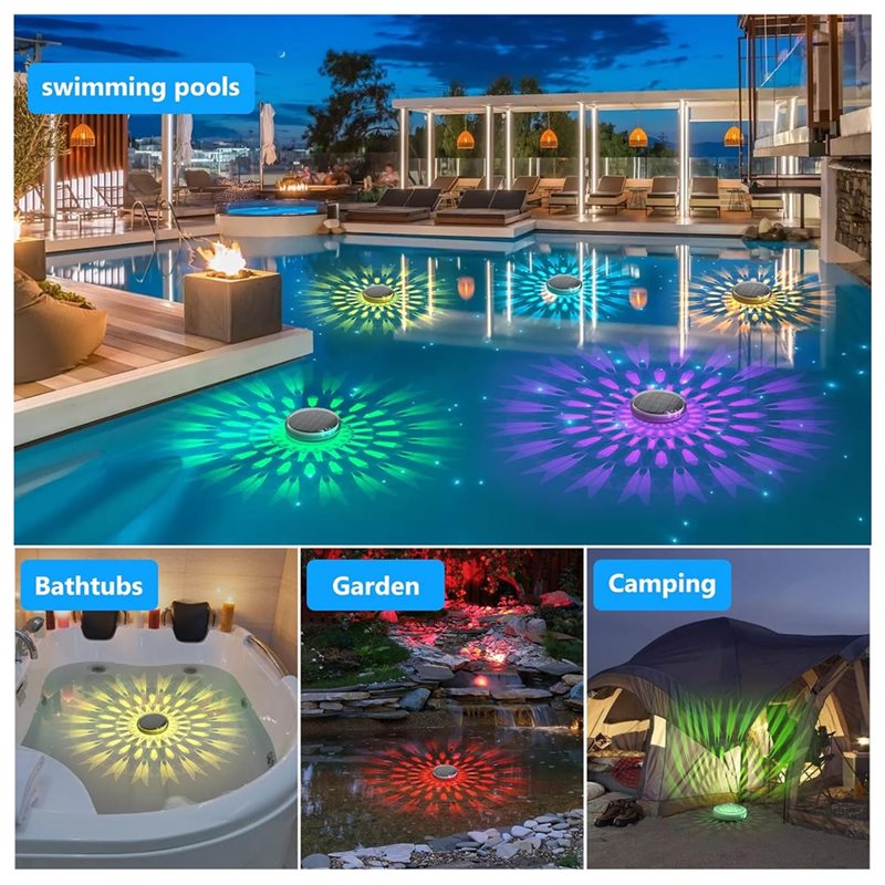 ABJI製、ソーラー充電式、浮遊式プールライト（4個入り）、 - Pool Light Solar Rechargeable のレビューと価格